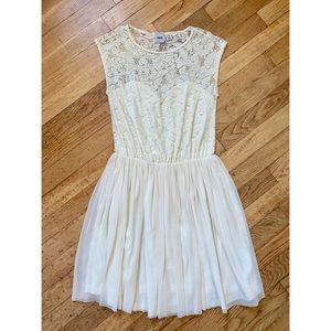 ASOS | Ivory Lace Tulle Elastic Waist Sheer Bodice Lined Skirt Sweetheart Dress